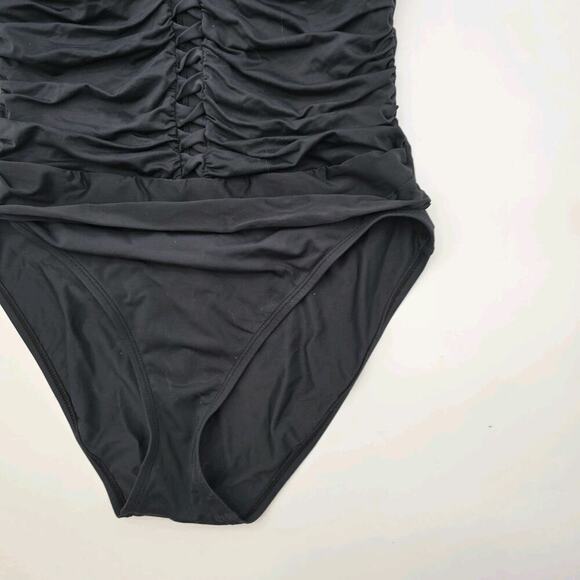 Bleu Rod Beattie Swim Women 10 Black Bathing Suit One Piece Bikini Halter Ruched - Picture 4 of 10